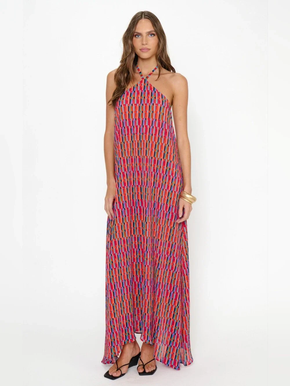 Show Me Your MuMu Claudia Cabo Crush Geo Maxi Dress L Summer Vacation Resortwear - Picture 3 of 10